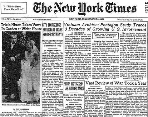 OTD in History… June 13, 1971, the New York Times publishes the ...