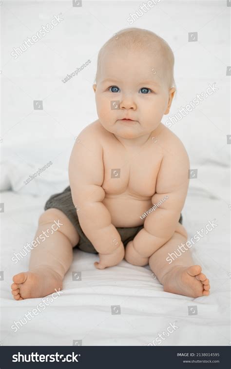 Vertical Cute Infant Naked Baby Gray Stock Photo Shutterstock