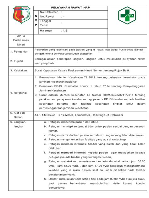 Sop Pelayanan Rawat Inap Pdf