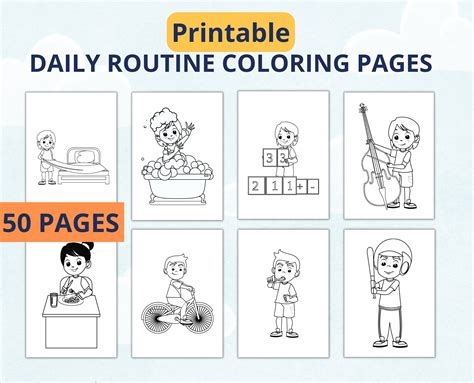 Printable Daily Routine Coloring Pages Toddler Routine Pages Etsy España