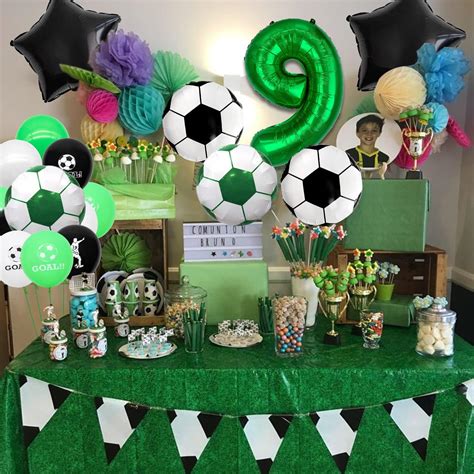 Decoraciones para fiestas de fútbol globos de papel de aluminio número