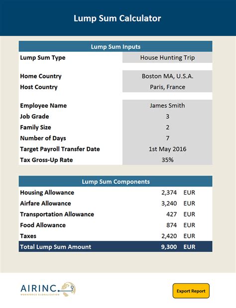 Lump Sum Tax Calculator