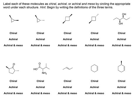 Examples Of Chiral And Achiral Molecules