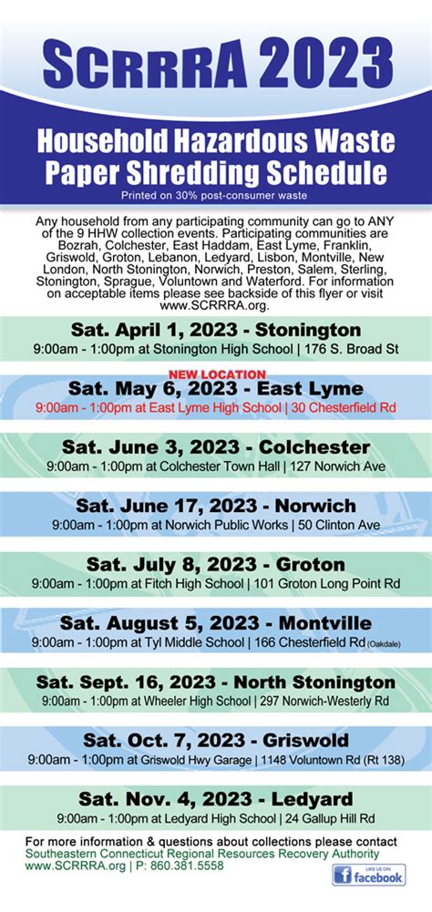 2023 Household Hazardous Waste Collection Schedule - SCRRRA