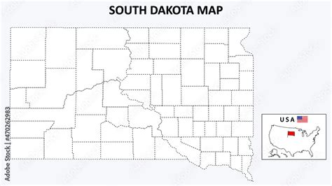 Fototapeta Mapa Wiata Dla Dzieci South Dakota Map State And District