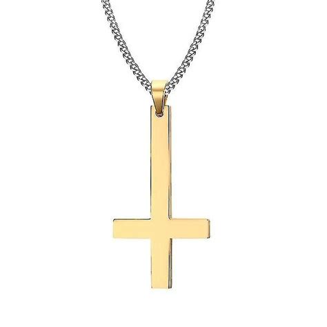 Stainless Steel Upside Down Cross Necklace Inverted Cross Pendant With