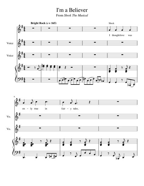 I'm A Believer from Shrek The Musical Sheet music for Piano, Voice | Download free in PDF or ...