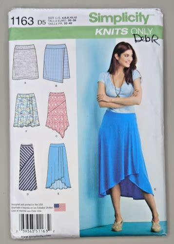 Simplicity Pattern 1163 Ms Knits Only Skirts W Length And Hemline Variations 4 12 Ebay