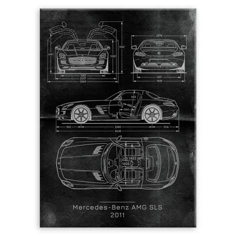 Plakat Metalowy Mercedes Benz AMG SLS Projekt Graphite L MURRANO