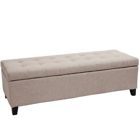 Best Selling Mission Tufted Fabric Storage Ottoman Bench Beige Tufted