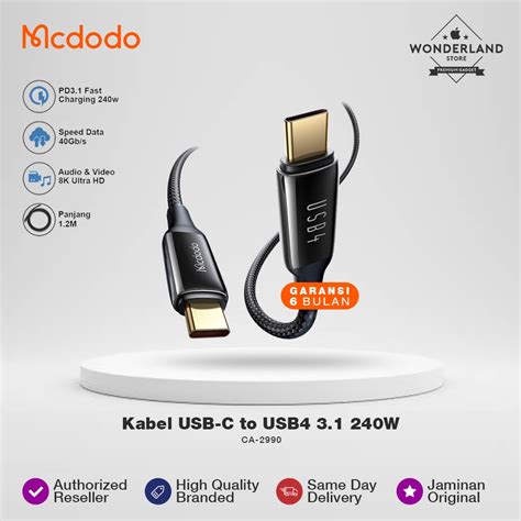 Jual Mcdodo Kabel Data Usb C To Usb C 31 Usb4 240w Thunderbolt 40gbps