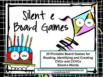 Phonics Games: Silent e Board Games by Games 4 Learning | TpT