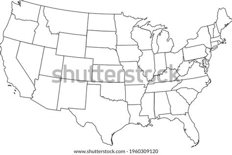 Real Usa Map Vector Outline Stock Vector Royalty Free 1960309120 Shutterstock