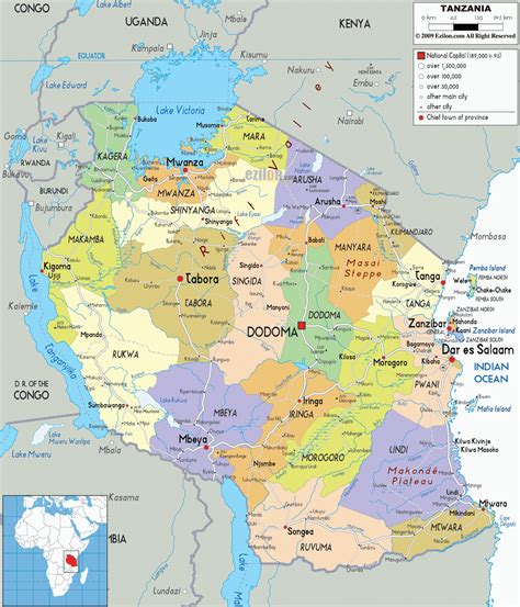 Tanzania Mapa Con Las Regiones De Mapa De Tanzania Mostrando Las Images
