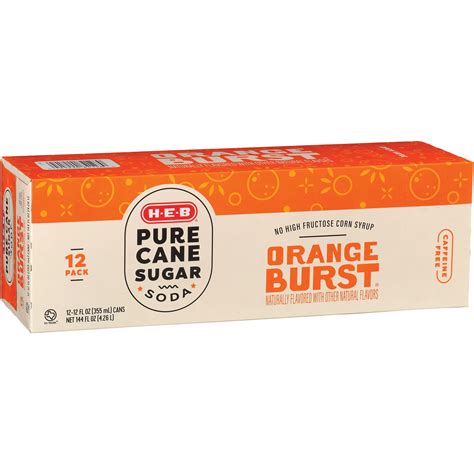 H E B Orange Burst Soda Pk Cans Pure Cane Sugar Shop Soda At H E B