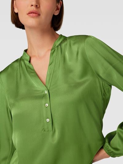 More More Blouse Van Pure Viscose Met V Hals In Grasgroen Online