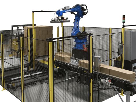 Robotic Palletizer With Stretch Wrapper Sourceline Machinery