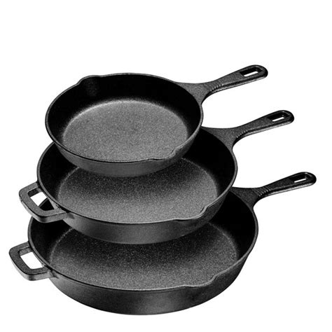 Pre Seasoned Cast Iron 3 Piece Skillet Bundle 12” 10” 8” Set Of 3 Cast Iron Frying Pans