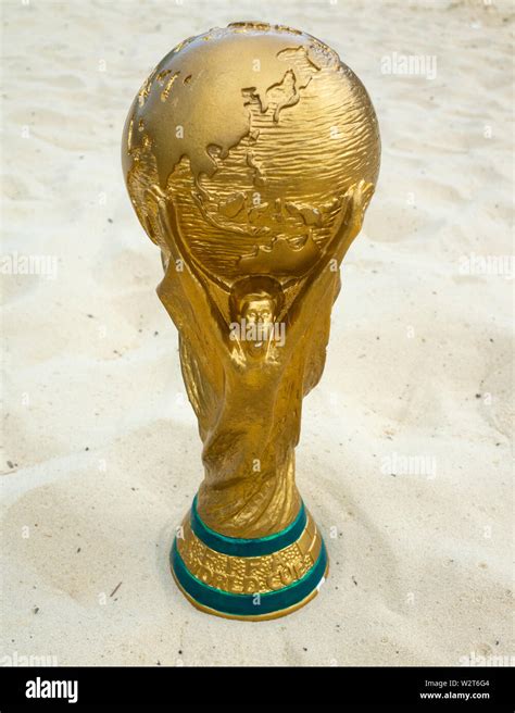 May Doha Qatar Fifa World Cup Trophy On Sand Fifa World