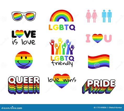 Lgbt Pride Icons And Stickers Love Vector Stock Vector Illustration