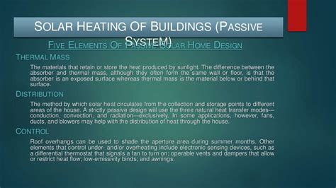 Active And Passive Solar Energy System