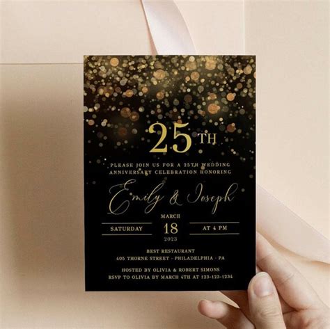 25th Anniversary Invitation Wedding Anniversary Invitation Etsy