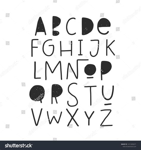 Vektor Stok English Alphabet Abc Capital Letter Handlettering Tanpa