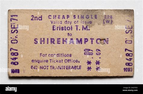 Vintage 1970s British Railway Train Ticket - Bristol Shirehampton Stock Photo - Alamy