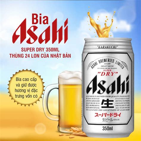 Bia Asahi Super Dry 350ml Nhật Bản, thùng 24 lon - EVA