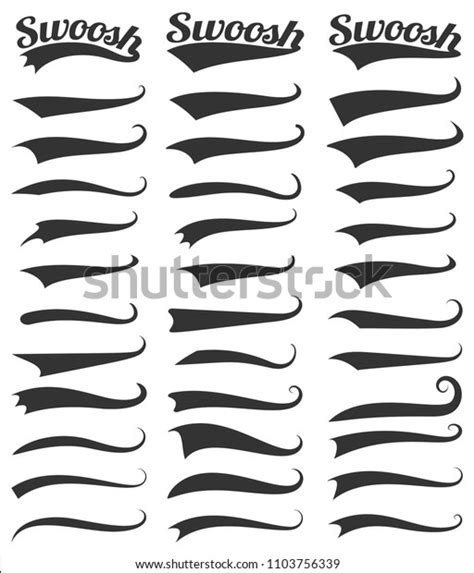 Swoosh Swash Text Tails Vector Set Stock Vector Royalty Free 1103756339