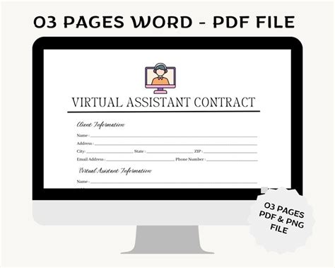 Editable Virtual Assistant Contract Va Contract Template Social Media