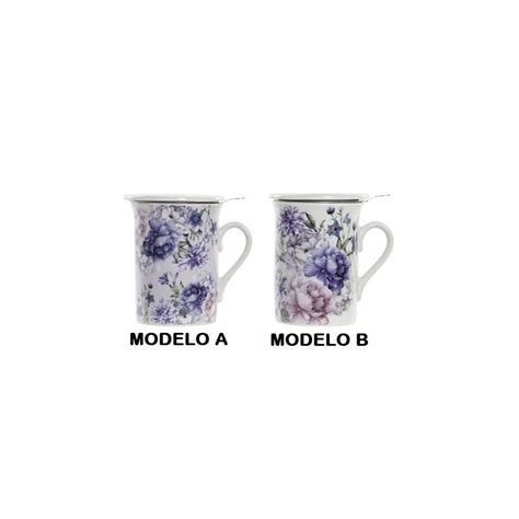 Mug Porcelana Flores Azules Tiendas Bonisimo