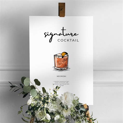 Editable Signature Cocktail Sign Template Printable Signature Drink Menu Sign Bar Menu Wedding ...