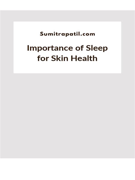 Importance of Sleep For Skin Health | PDF