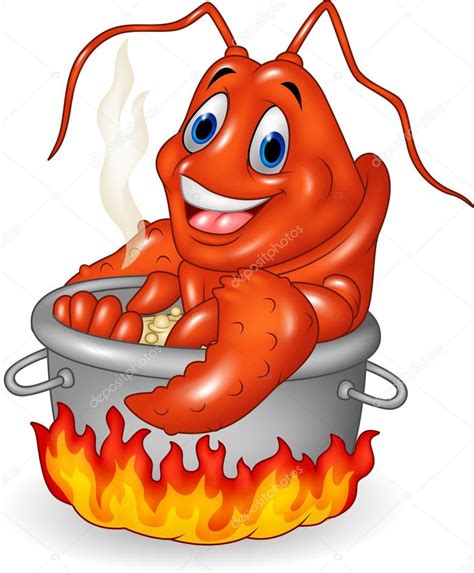 Cartoon funny lobster being cooked in a pan Stock Vector Image by ©tigatelu #101775932