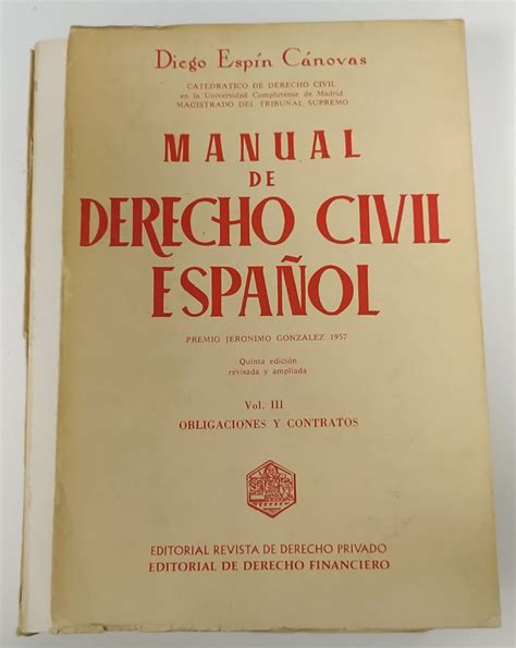 Manual De Derecho Civil Espa Ol Vol Iii Obligaciones Y Contratos