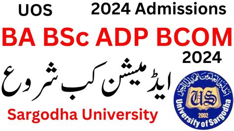 BA BSc ADP Admissions 2024 Sargodha University BA Admission 2024 UOS