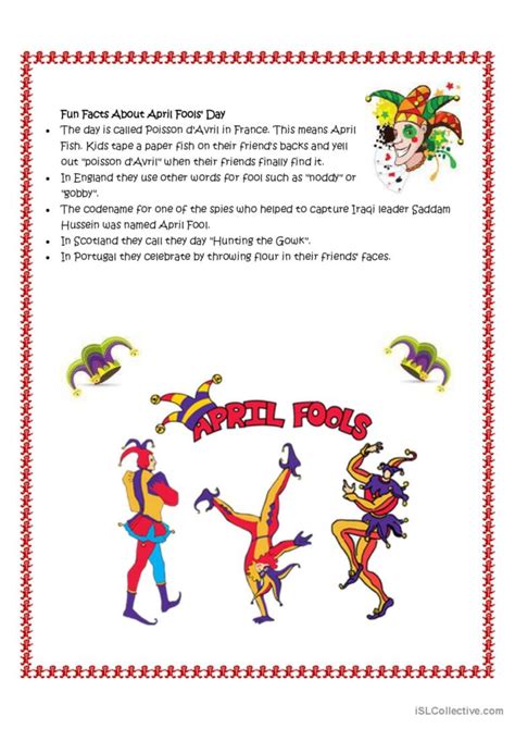 April Fools Day English ESL Worksheets Pdf Doc