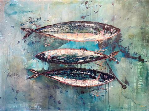 Three Atlantic Mackerel Anna Mckeever Artist