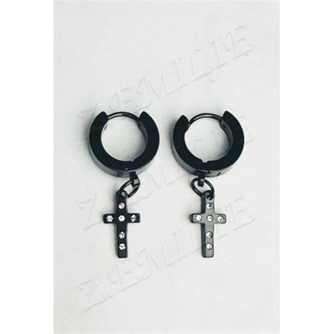 Boucle D Oreille Acier Cr Ole Motif Croix