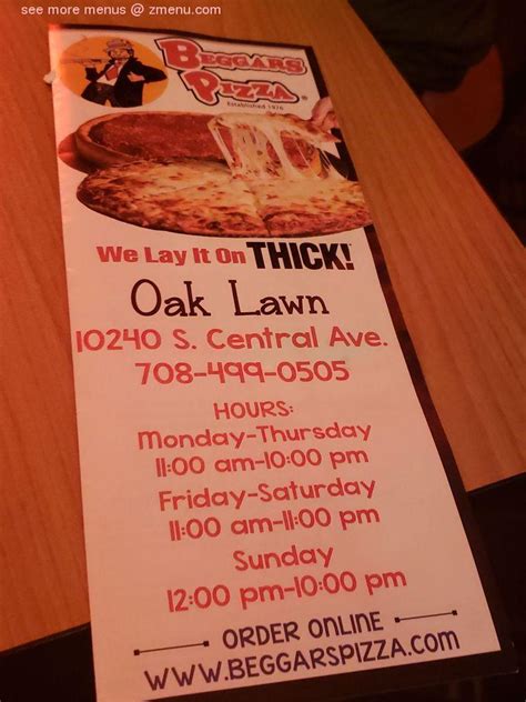 Online Menu Of Beggars Pizza Restaurant Oak Lawn Illinois 60453 Zmenu