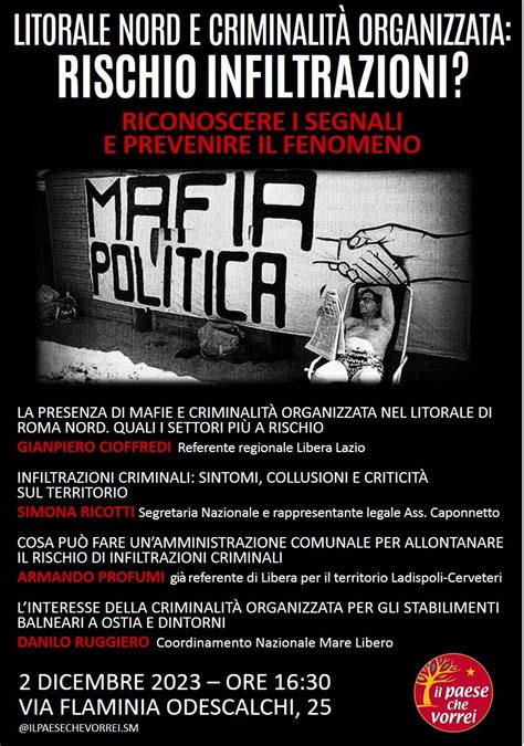 Conferenza Sulle Infiltrazioni Delle Mafie Nel Litorale Nord Di Roma