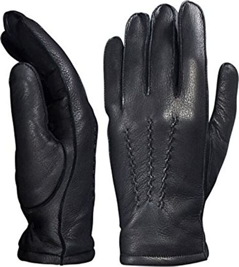 Yiseven Men S Deerskin Leather Warm Fleece Lined Dress Classical Gloves Buckskin Three Points