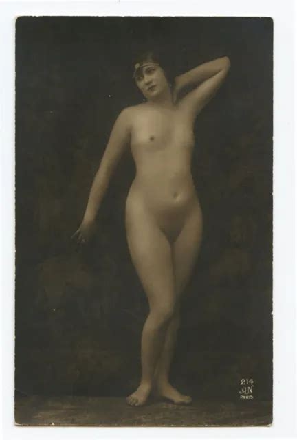 S Vintage Risque Nude Full Frontal Lady French Photo Postcard Eur