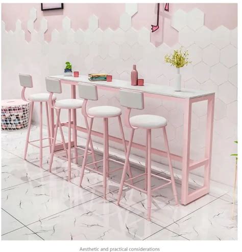 New Design Bar Desk Household Simple Modern Pink Marble Bar Table And