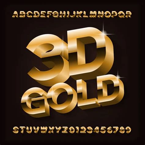 Shining gold 3d alphabet imágenes de stock de arte vectorial