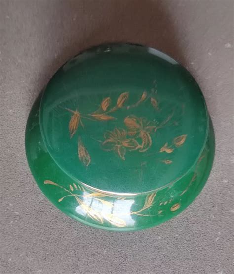 ANCIENNE BONBONNIÈRE EN porcelaine de Limoges Vert et Or Marque JP