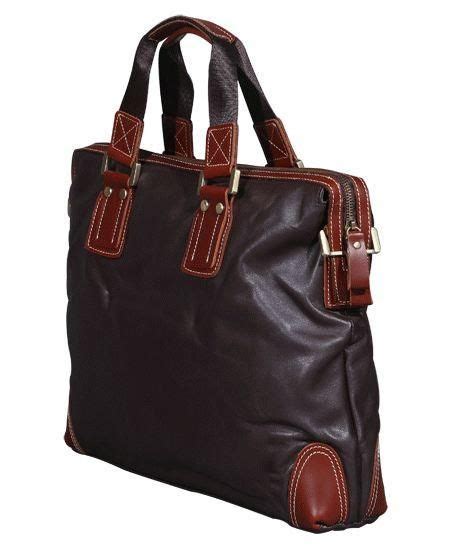 Organizer Portfolio Brown Slim Leather Briefcase With Handles