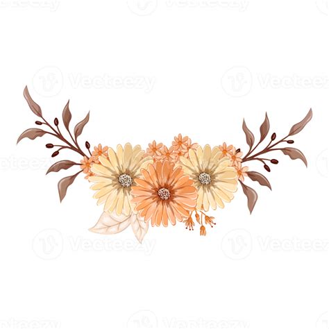 Orange Flower Arrangement With Watercolor Style Png