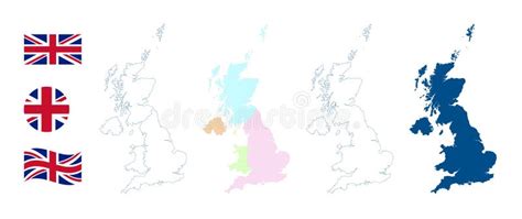 United Kingdom Map Detailed Blue Outline And Silhouette The Four